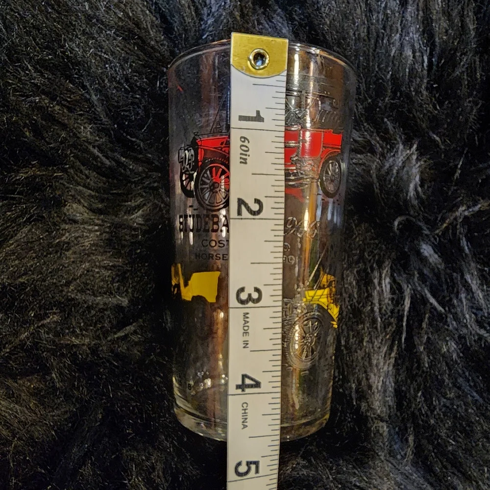 Vintage Car Drinking Glass Old Time Buick 1910, Cadillac, Ford & Studebaker 1906